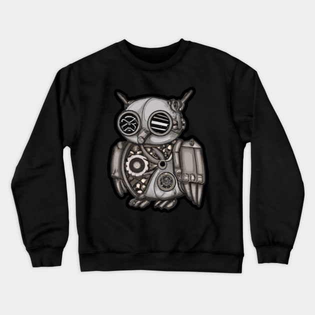 steampunk owl, cyberpunk owl, owl with armor, robo owl Crewneck Sweatshirt by maxdax